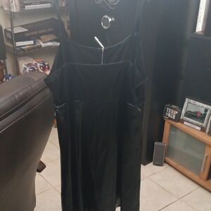 Fashion Nova Black Spaghetti Strap Very Shiny Faux Leather Slip Dress